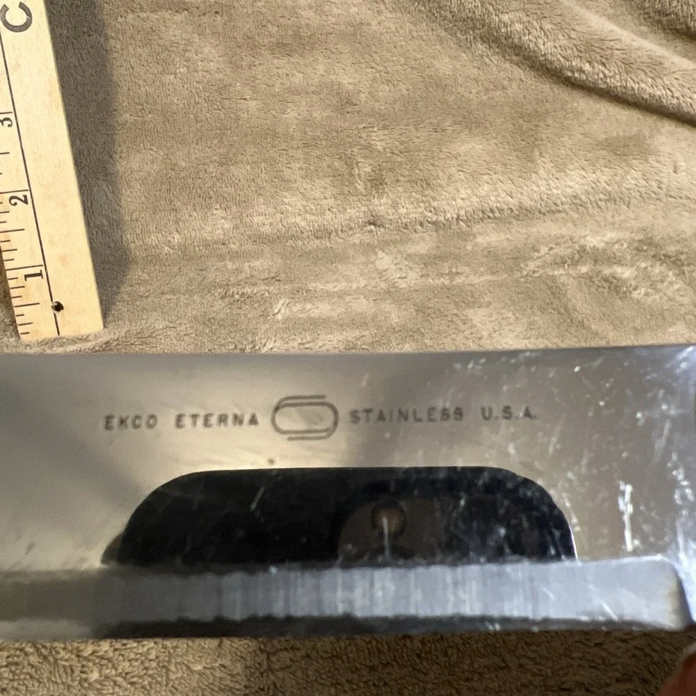 Vintage 60s Ekco‎ Eterna Stainless Steel Butcher Knife with Wood Handle Kitchen